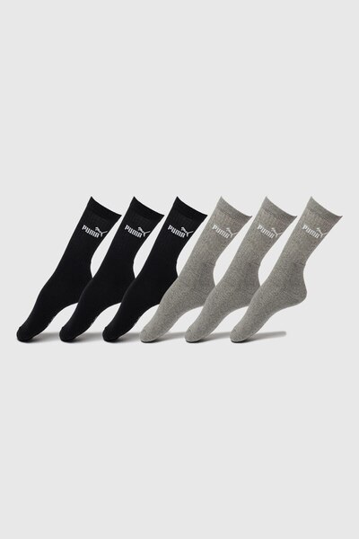 Puma - Unisex Cotton Blend Socks Set - 6 Pairs, Black/Grey, Size 39-42