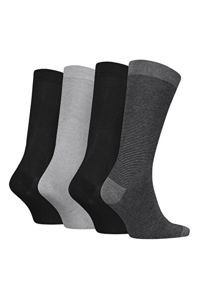 Calvin Klein - Set of long cotton-blend socks, 4 pairs (Black, Light Grey, Dark Grey)