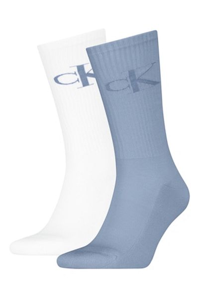 Calvin Klein , Set of long socks with logo - 2 pairs, Dusty blue, Dirty white, Size 43-46