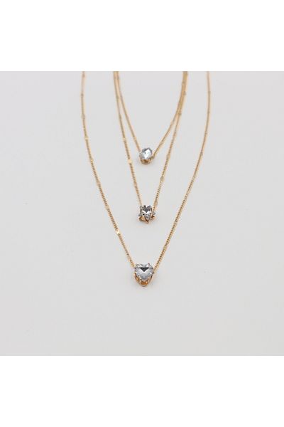 Retrovy Store Heart, Drop and Star Stone Necklace Set