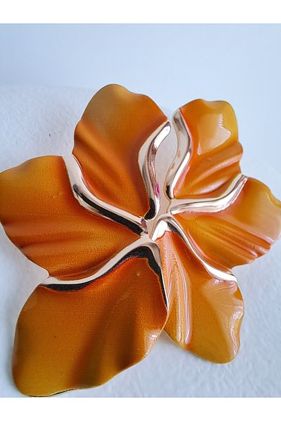 BHR AKSESUAR Orange Leaf Earrings