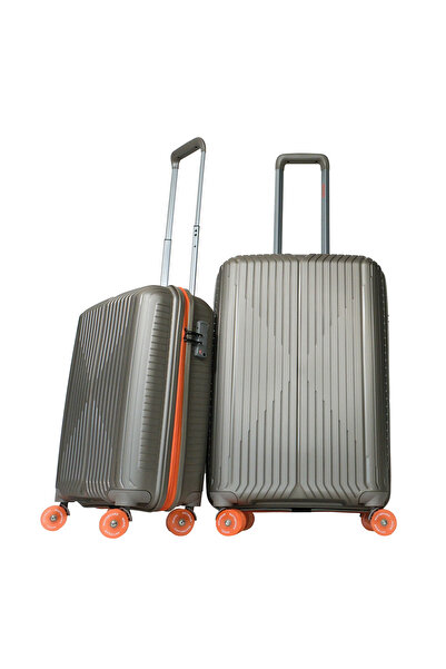 GROUND Sirius 2'li Valiz Seti Orta-Kabin - Kaykay Tekerlekli – Krom - 10728