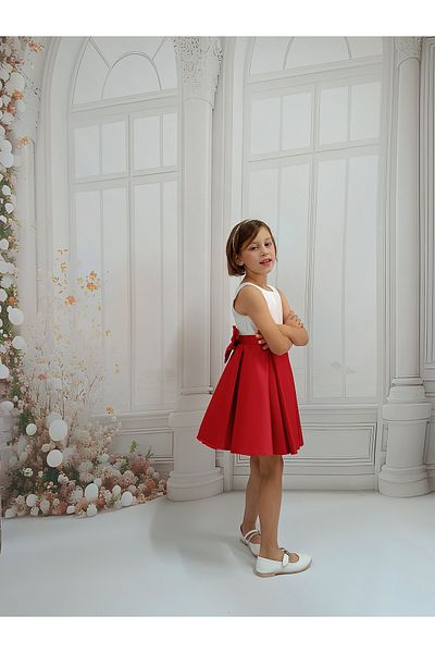 NSMLİFE There Is a Model Red Pleated April 23, October 29, Graduation Dress