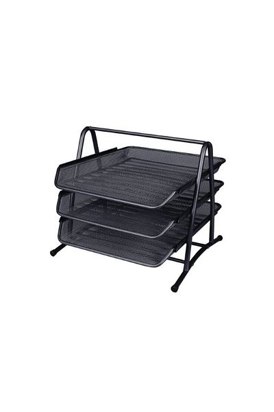layfhex Desktop Perforated Metal 3 Tier Document File Paper Rack Drawer