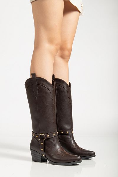 MS SUGAR SHOES Women's Troc Detailed Embroidered Western Cowgirl Cowboy Boots