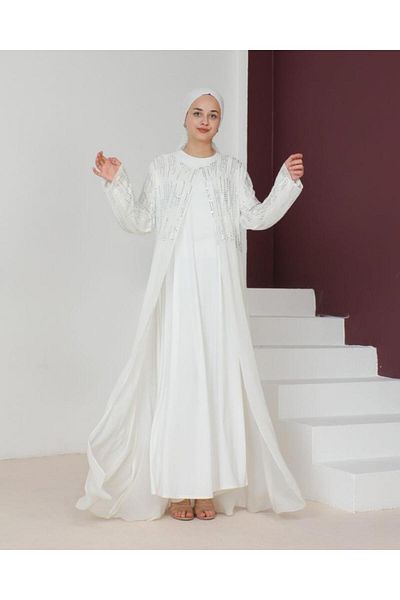 Tebrikler tekstil New Season Women's Kaftan Long Stylish and Comfortable Cut Suitable for Special Occasions Model M2035