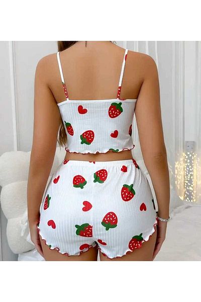 Lotiva Wear Women's Strawberry Patterned Shorts Pajama Set