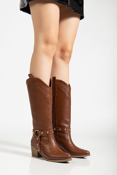 MS SUGAR SHOES Women's Troc Detailed Embroidered Western Cowgirl Cowboy Boots