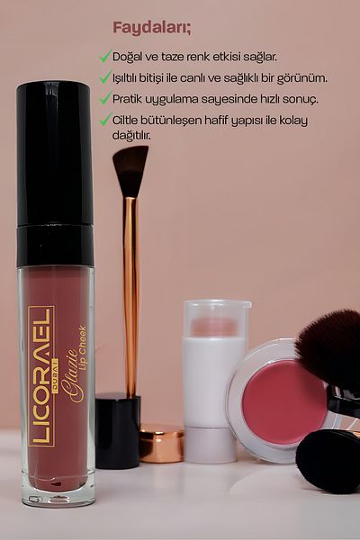 Licorael Dubai Tint Lipstick, Blush and Shadow Can Be Used as Lip Cheek (Glazie)01