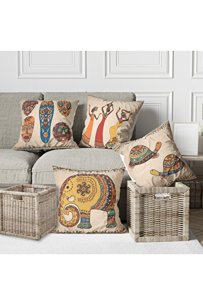 Alkan Homes 4-Piece Combination African Themed Cream Floor Gift Digital Print...