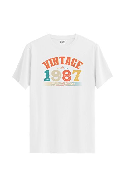 Colermi تي شيرت Echo Vintage لعام 1987 هدية عيد ميلاد برقبة دائرية للجنسين تي...