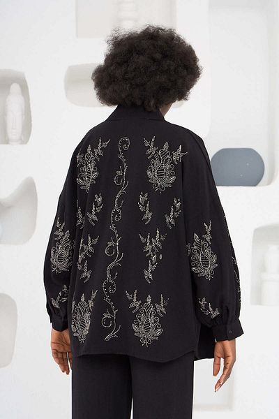 MİA NOURA Women's Sleeves and Back with Bead Embroidery Kimono