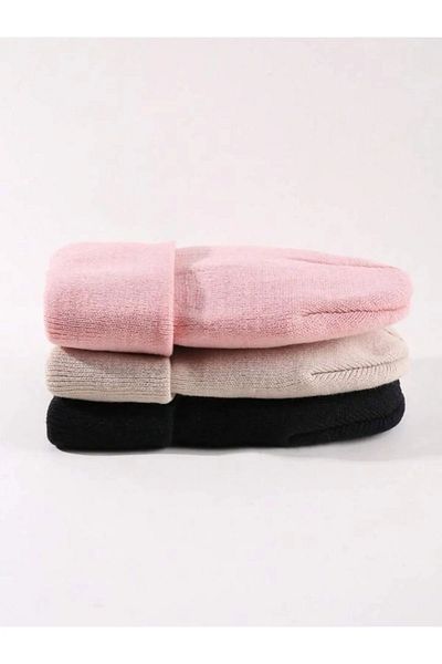 awix Set of Three Unisex Folded Stylish Knitwear Plain Beret