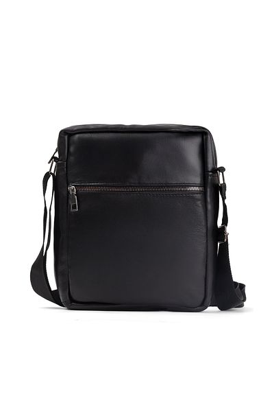 fubileather Men's Black Large Long Strap Messenger Bag Messenger