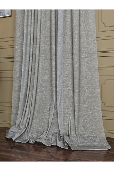 OnyxHome Foldet Linen Tulle Curtain Gray (1/3 Double Pile)