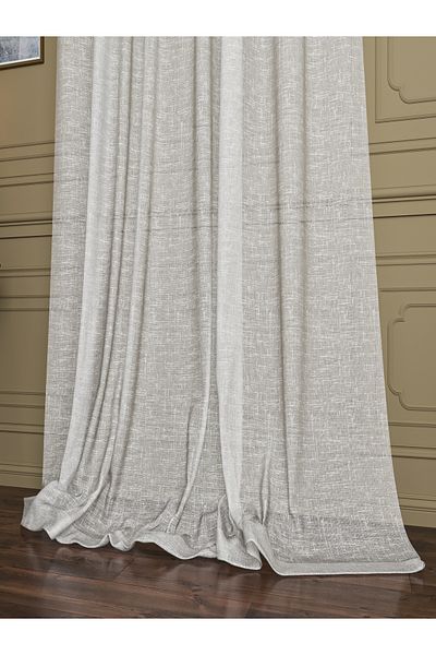 OnyxHome Silvery Linen Folded Tulle Curtain