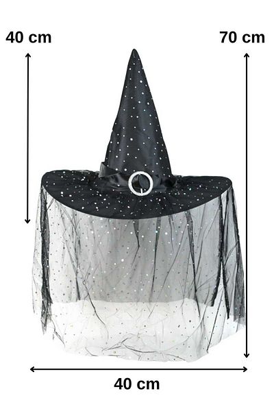 CANSIN Halloween Tulle Witch Hat Black