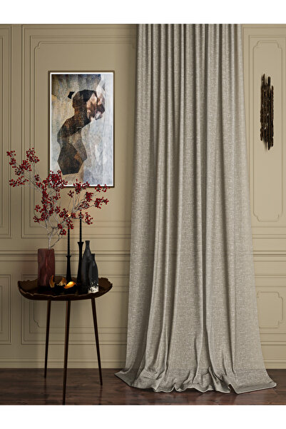 OnyxHome Foldet Linen Tulle Curtain Mink (1/3 Thick Pile)