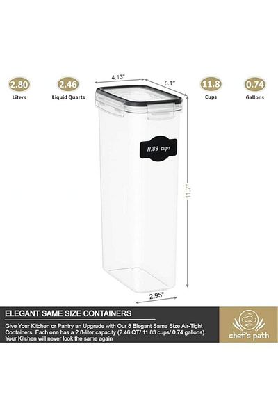 OEM Set of 8 airtight food containers with lids, 2.8 liters, BPA free