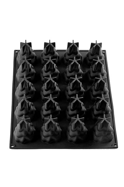 Pavoni Silicone mold for single-portion, snowy fir trees, 20 cavities, Ø65x75 mm, 100 ml