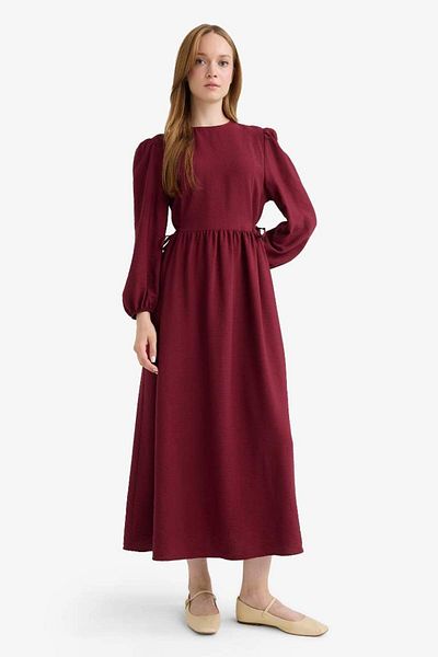 DeFacto New Season Regular Fit Crew Neck Aerobin Long Sleeve Maxi Dress