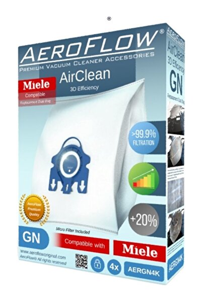 AeroFlow Σακούλα σκόνης συμβατή με Miele S400I - S456I (Πακέτο τεσσάρων)