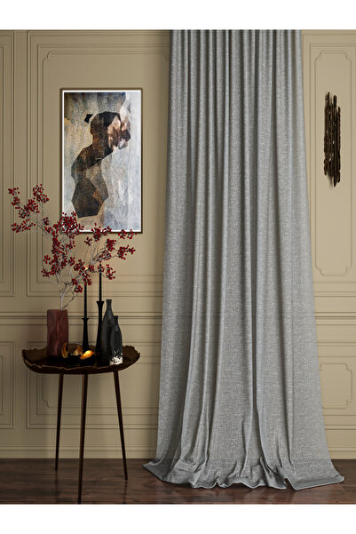 OnyxHome Foldet Linen Tulle Curtain Gray (1/3 Double Pile)