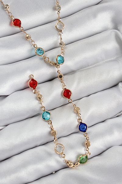 Skygo Brass Colored Zircon Stone Model Gold Color Women's Y Necklace - Tj-Bko10434