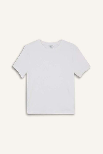 DeFacto New Season Defactofit Standard Fit Crew Neck Sports Basic Plain Short Sleeve White