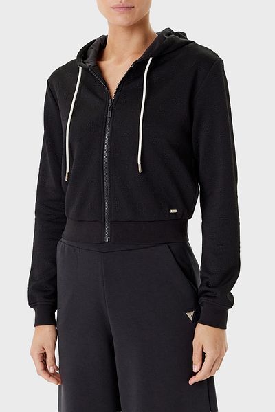 Guess 3D Peony Jacquard Regular Fit Hooded Crop Sweat V5Yq06Kbsl2 Sweat V5Yq06 Kbsl2 Fj8A