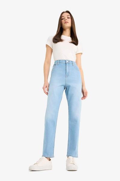 DeFacto New Season Lina Comfort Mom Normal Waist Straight Leg Jean Snow Washed Trousers