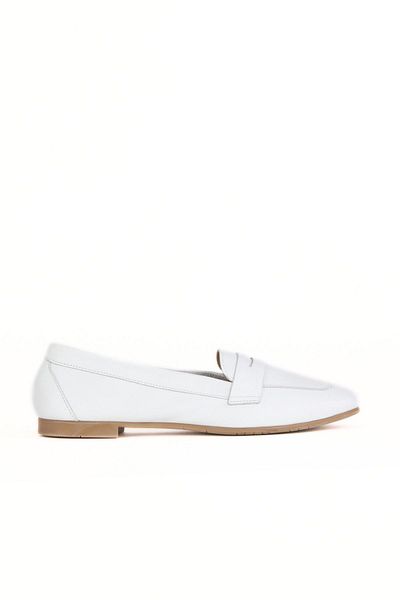 Bueno Shoes White Leather Women's Flat Ballerinas 01Wy0801