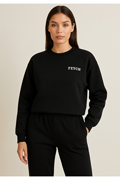 Arz giyim Ardente Collective Crew Neck Black Sweatshirt with Fetch Print