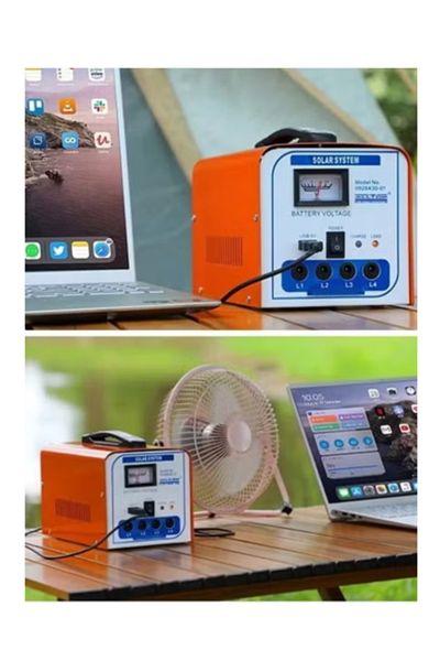 ROYAL ROSE Solar power system with 7V solar panel, 4 bulbs and mobile charger outlet, suitable for camping and trips