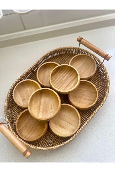 BOSSİO 6-Piece Bamboo Round Presentation and Snack Bowl