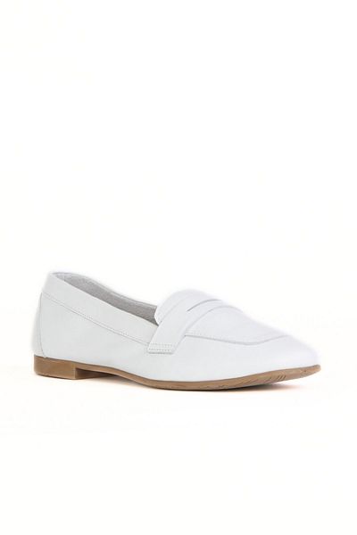 Bueno Shoes White Leather Women's Flat Ballerinas 01Wy0801