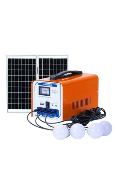 ROYAL ROSE Solar power system with 12V solar panel, 4 bulbs and mobile charger outlet, suitable for camping and trips