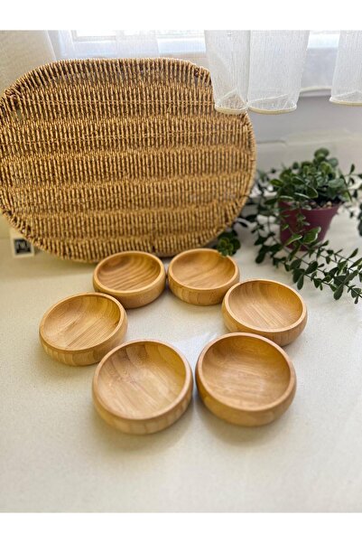 BOSSİO 6-Piece Bamboo Round Presentation and Snack Bowl