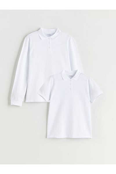 LC Waikiki New Season Polo Neck Basic Girls T-Shirt 2-Piece - W51138Z4