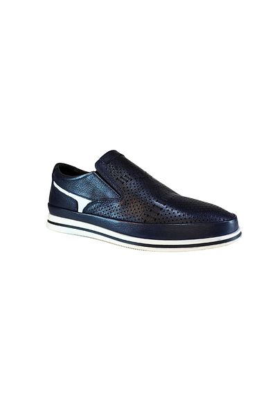 Who What Wear Men's Genuine Leather Perforated Laceless Sneakers Shoes 25Wm0304