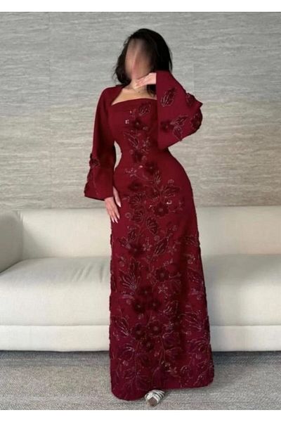 MEZON FASHION Burgundy evening dress