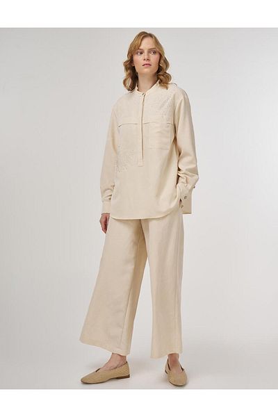 Kayra Hotfix Printed Modal Double Suit Cream