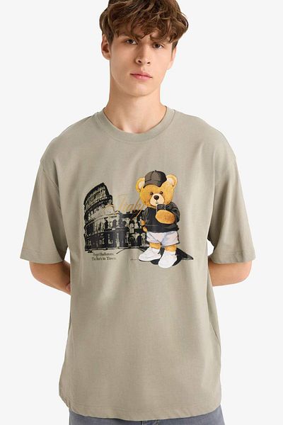 DeFacto Boxy Fit Crew Neck Printed Short Sleeve T-Shirt F9496Ax25Hs