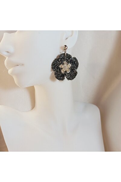 Crystal Atelier Bohemian Style Handmade Knitted Flower Earrings–Summer, Lightweight, Colorful, Special Design Jewelry, Boho, Chic, Casual