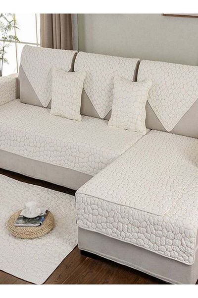 fun zone Modern Style Anti-Slip Sofa Slipcover Beige 70x70cm