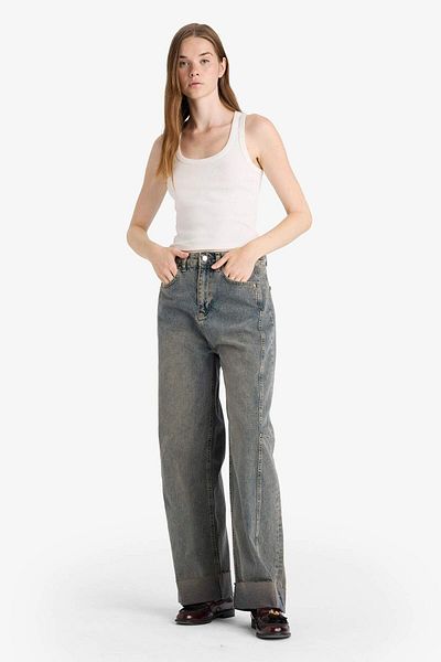 DeFacto Pantaloni lungi de spălat din denim cu talie înaltă F8238AX25AU