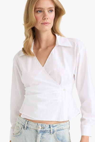 DeFacto Fitted Poplin Long Sleeve Shirt F9999Ax25Au