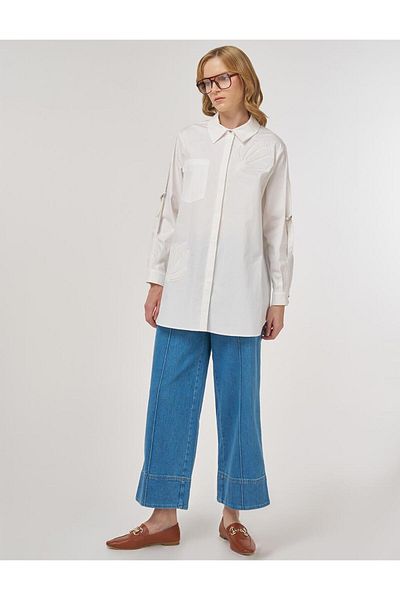 Kayra Embossed Cotton Tunic Ecru