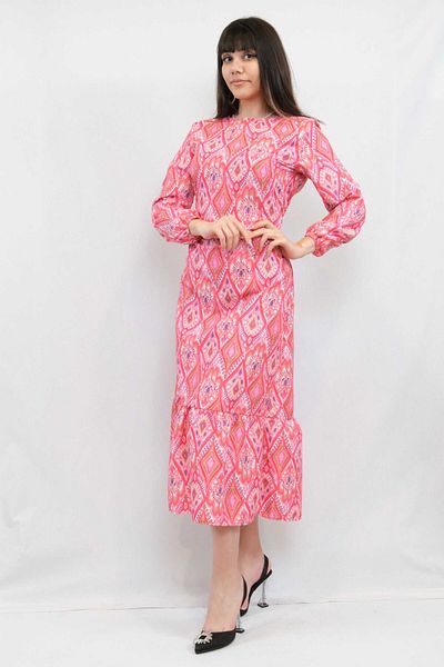 Skygo Fashion Line Shawl Pattern Dress Fuchsia