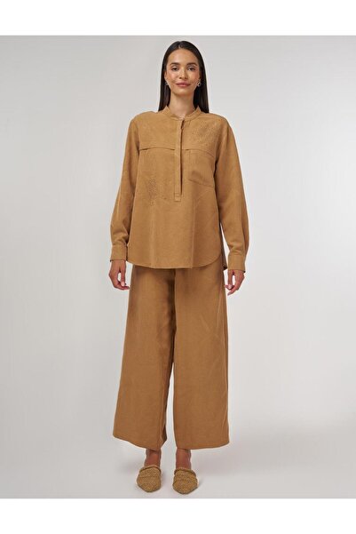 Kayra Hotfix Printed Modal Διπλό Σετ Tobacco